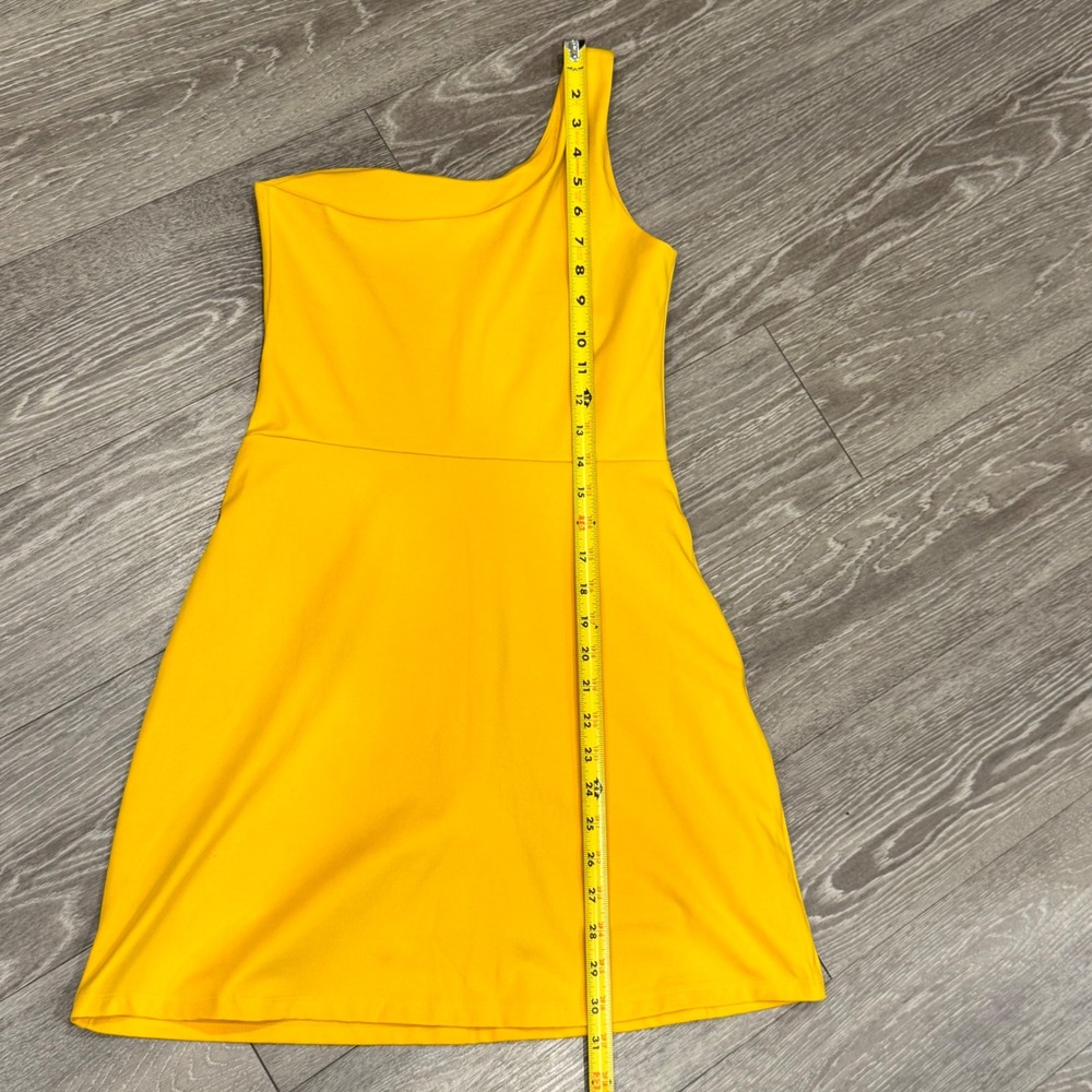 Girlfriend Collective Bianca One-Shoulder Dress Built-in Shorts Small - Yellow - Picture 6 of 10